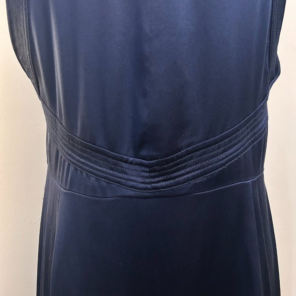 100% Silk Navy Blue Wrap V-Neck Midi Dress Proenza Schouler for Target 8 - Picture 7 of 14